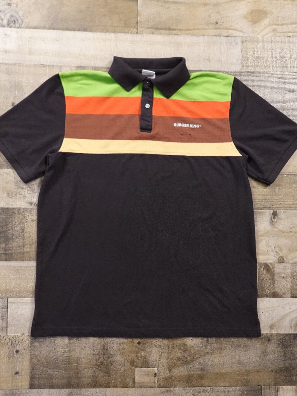 Burger King Uniform Polo Shirt Men’s Large Black Colorblock Workwear